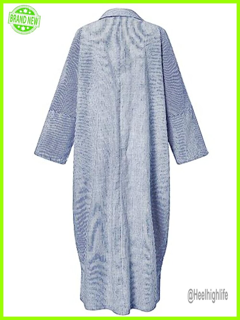 Long Sleeve Button Down Striped Cotton Maxi Shirt Dress - Picture 4 of 6